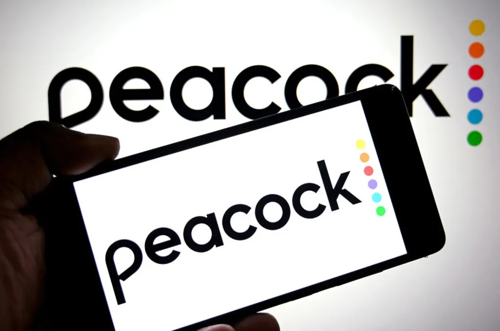 Peacock on a phone