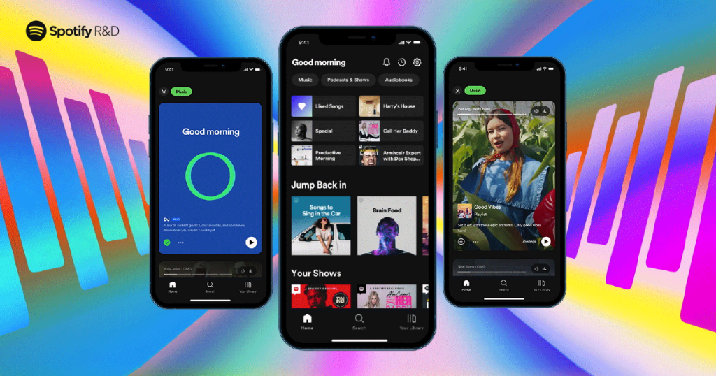 Spotify on several mobile phones