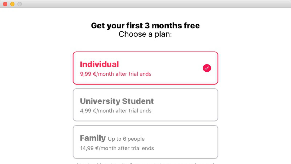 Apple Music billing page