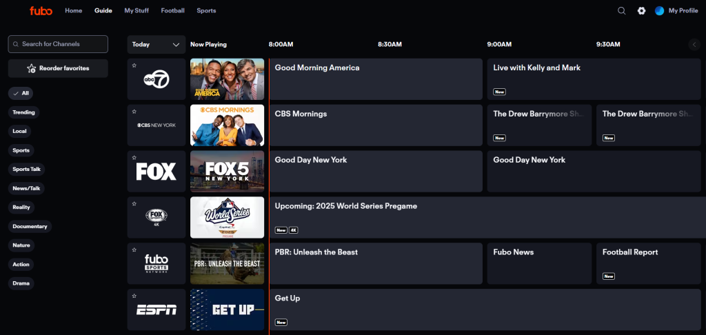Fubo TV channels