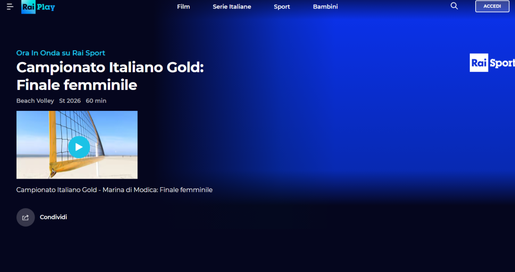 RaiPlay homepage