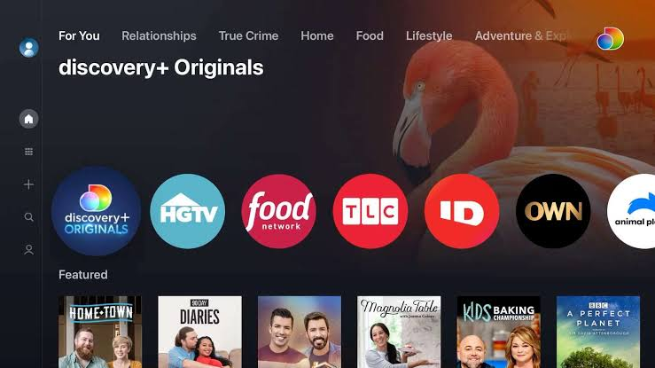 discovery+ homepage