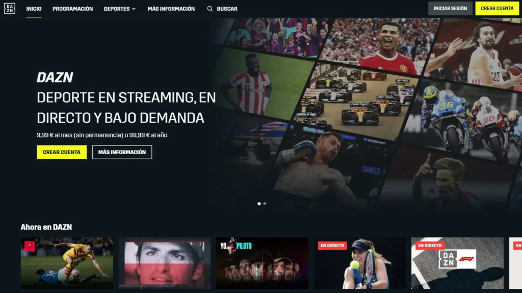 DAZN Sports homepage