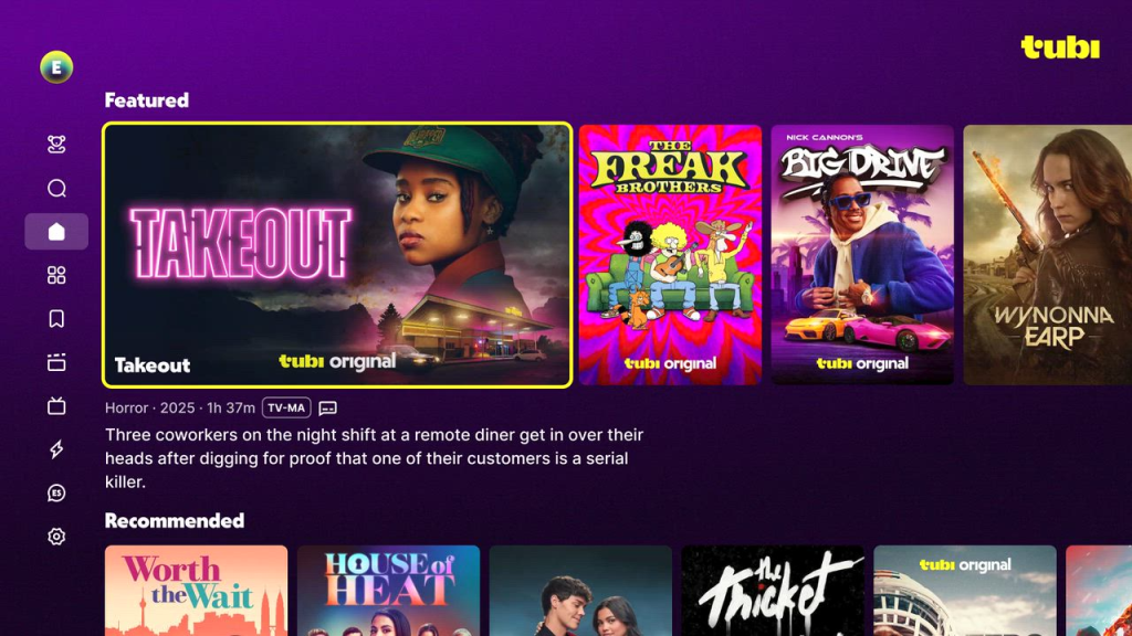 Tubi homepage