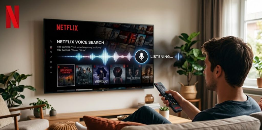 An image depicting how Netflix AI Voice Search works - StreamDiag