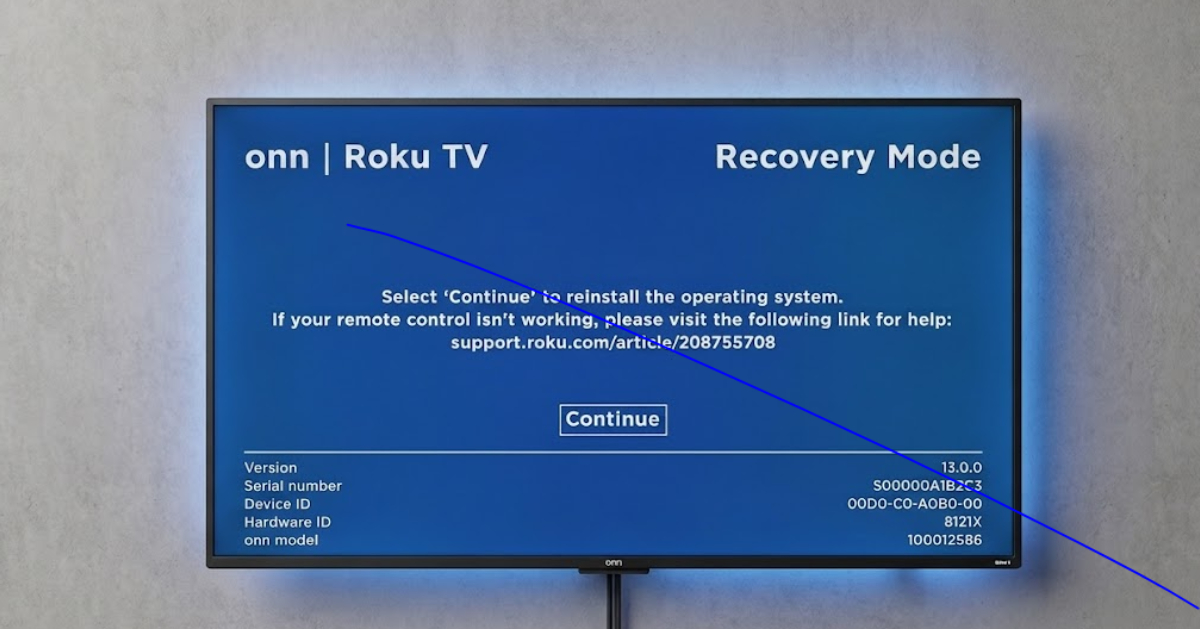 An image showing an ONN Roku TV stuck in Recovery Mode error - Image: Streamdiag